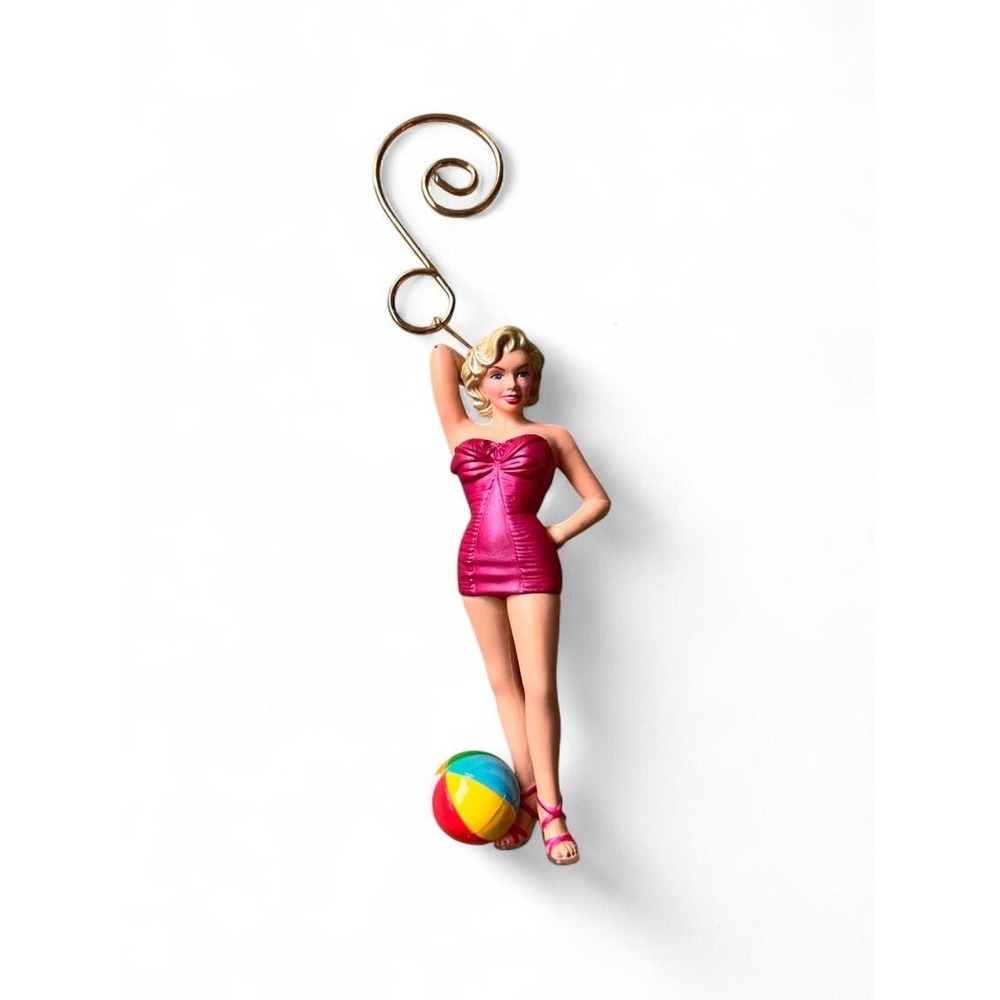 Vintage 1999 Hallmark Marilyn Monroe Ornament Pink Dress Beach Ball Lucite Heels